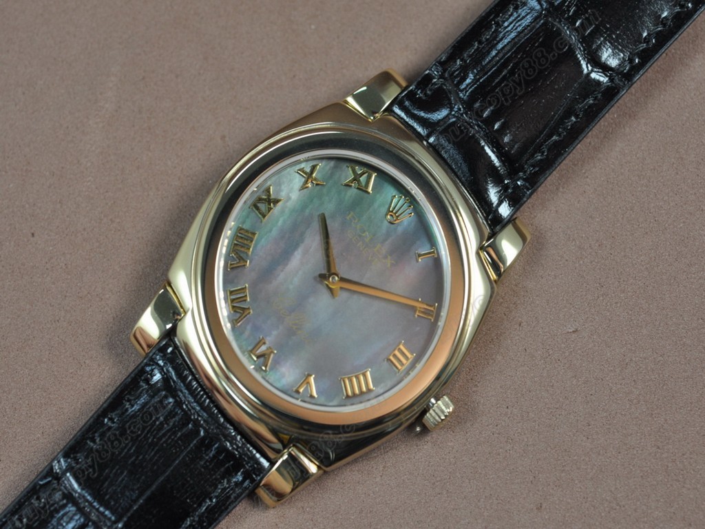 勞力士【男女兼用】Cellini 36mm YG/LE Pearl blue dial Ronda 762 石英機芯搭載3
