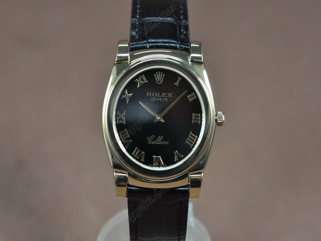 勞力士【男女兼用】Cellini 36mm YG/LE Pearl blue dial Ronda 762 石英機芯搭載0