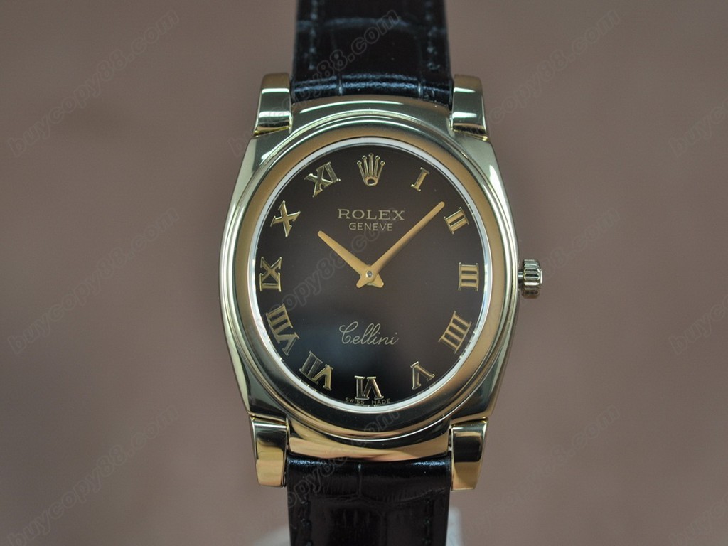 勞力士【男女兼用】Cellini 36mm YG/LE Pearl blue dial Ronda 762 石英機芯搭載1