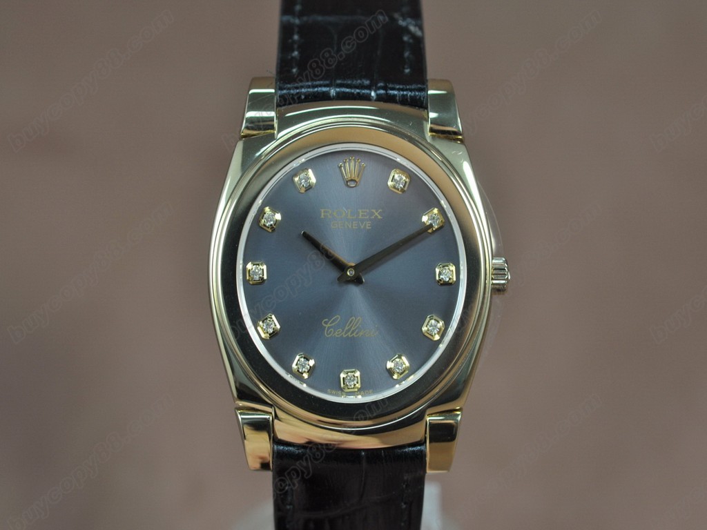 勞力士【男女兼用】Cellini 36mm YG/LE Pearl blue dial Ronda 762 石英機芯搭載1