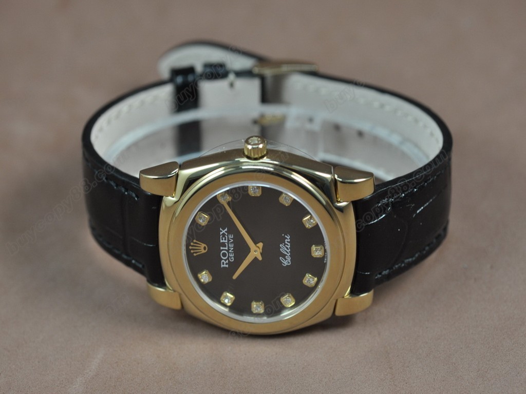 勞力士【男女兼用】 Cellini 36mm YG/LE Pearl blue dial Ronda 762 石英機芯搭載3