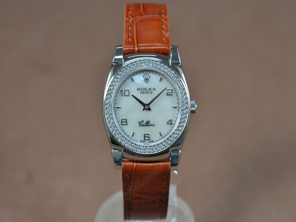 勞力士【女性用】Cellini 32mm SS/LE Diam Bel White dial Ronda 762 石英機芯搭載7