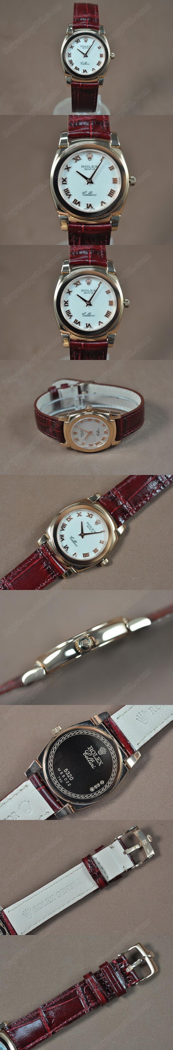 勞力士 Watches Cellini 32mm 玫瑰金/LE 白 文字盤 Ronda 762 石英機芯 搭 載0