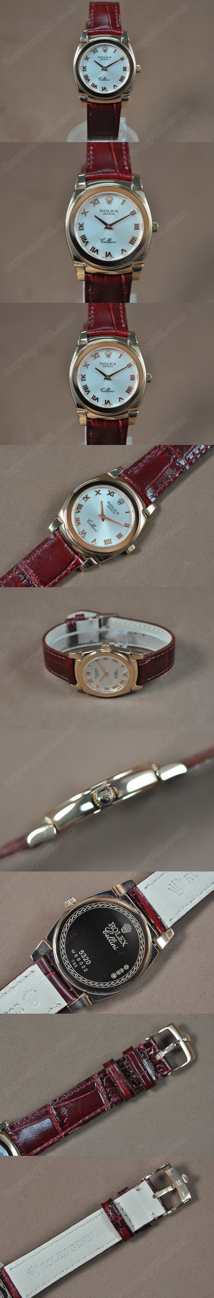  勞力士 Watches Cellini 32mm 玫瑰金/LE 銀白 文字盤 Ronda 762 石英機芯 搭 載  0