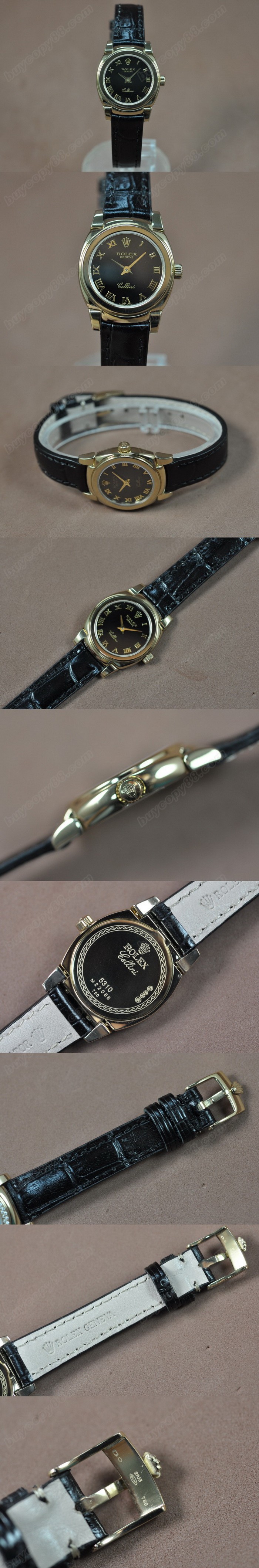 勞力士 Watches Cellini 26mm YG/LE 黑 文字盤 Ronda 762 石英機芯 搭 載0