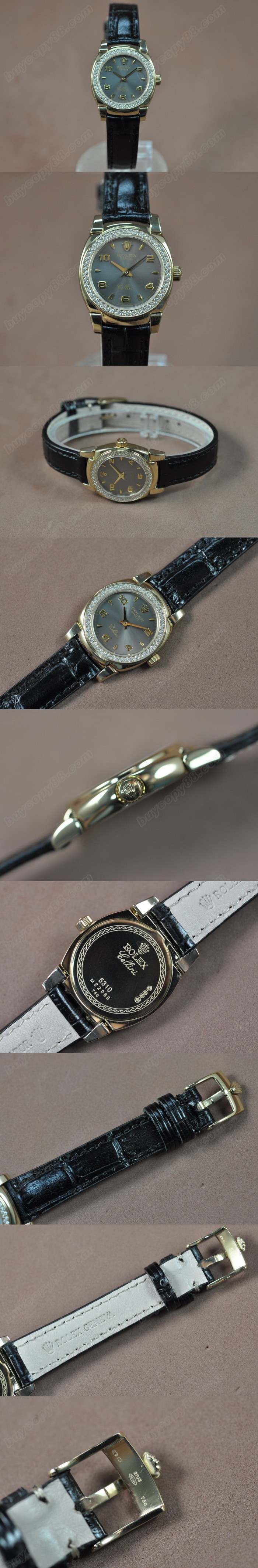  勞力士 Watches Cellini 26mm YG/LE Diam Bel Metal 灰色 文字盤 Ronda 762 石英機芯 搭 載   0