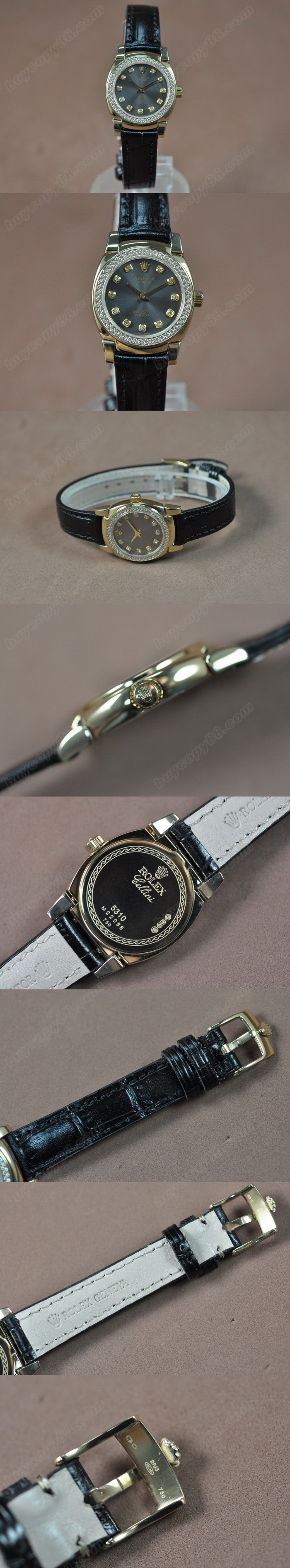  勞力士 Watches Cellini 26mm YG/LE Diam Bel Metal 灰色 文字盤 Ronda 762 石英機芯 搭 載   0