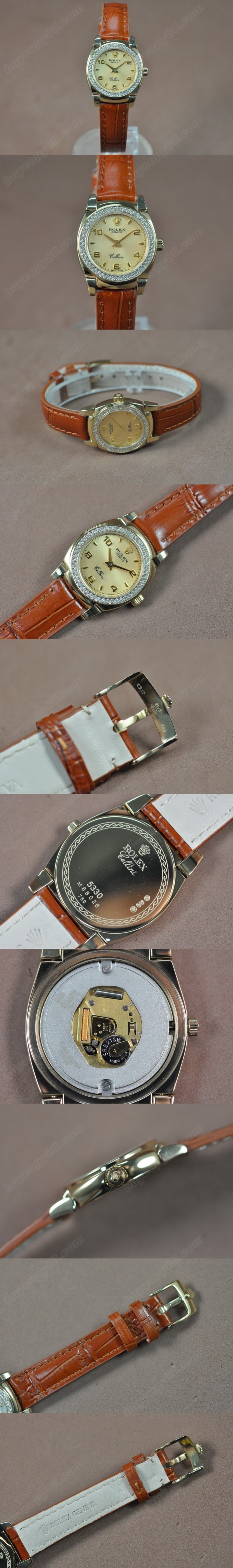 勞力士 Watches Cellini 26mm YG/LE Diam Bel 金色 文字盤 Ronda 762 石英機芯 搭 載 0