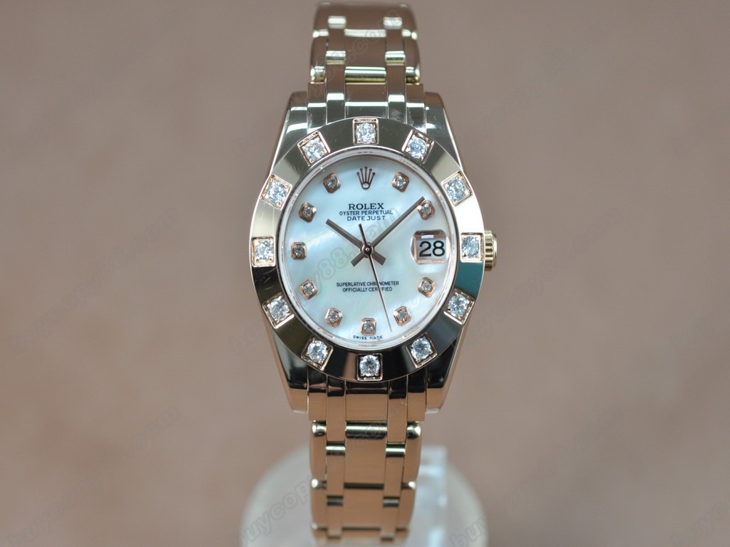 勞力士【女性用】 DateJust Mid 34mm Full RG White Dial A-2836-2 自動機芯搭載0