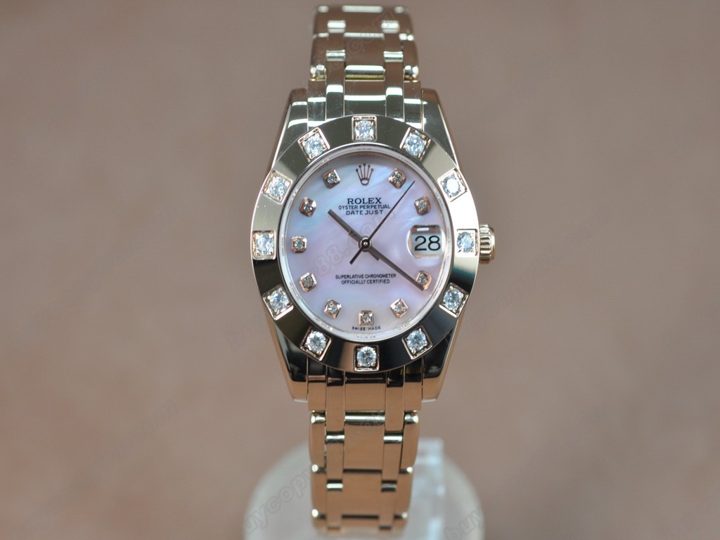 勞力士【女性用】 DateJust Mid 34mm Full RG White Dial A-2836-2 自動機芯搭載0