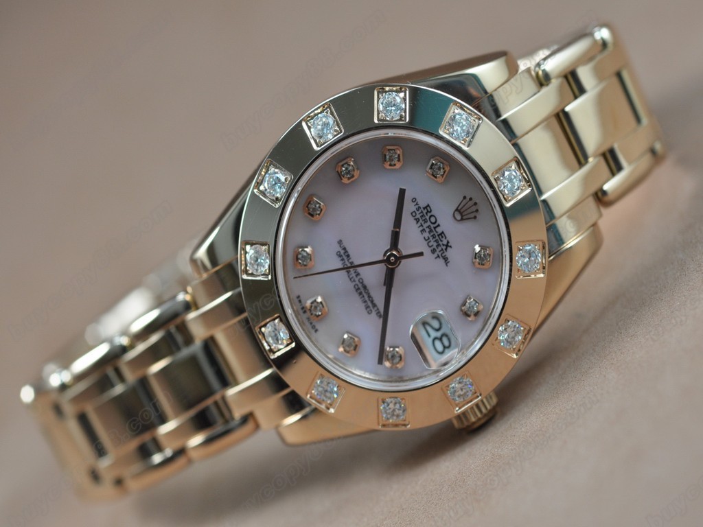 勞力士【女性用】 DateJust Mid 34mm Full RG White Dial A-2836-2 自動機芯搭載2