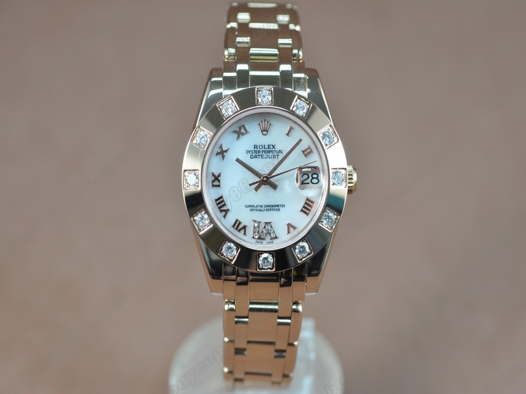 勞力士【女性用】 DateJust Mid 34mm Full RG White Dial A-2836-2 自動機芯搭載0