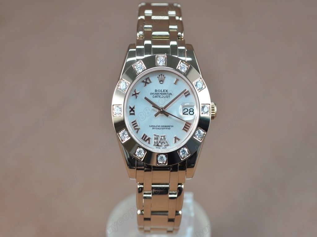 勞力士【女性用】 DateJust Mid 34mm Full RG White Dial A-2836-2自動機芯搭載0