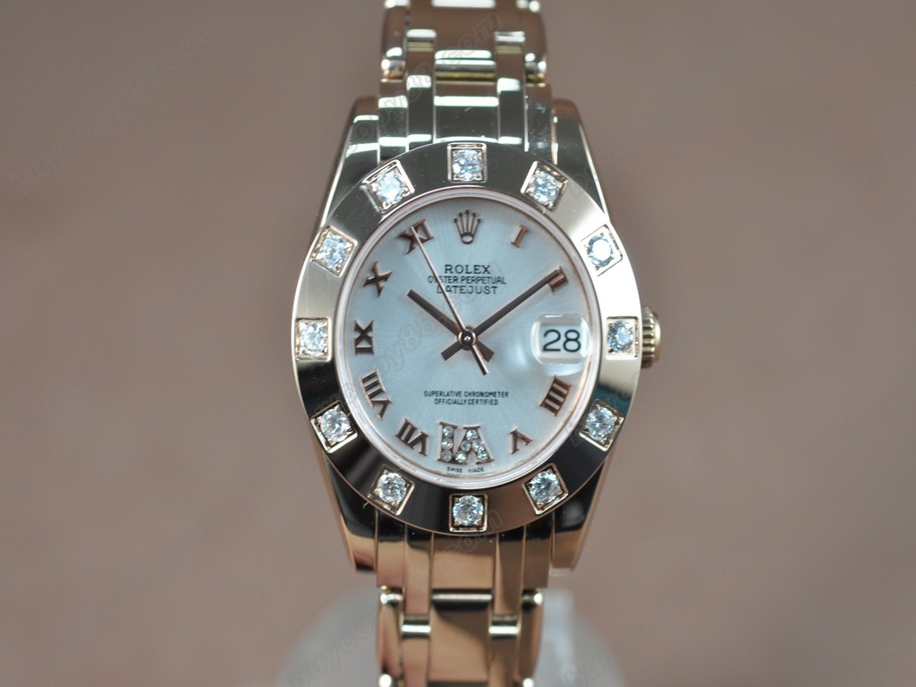 勞力士【女性用】 DateJust Mid 34mm Full RG White Dial A-2836-2自動機芯搭載1