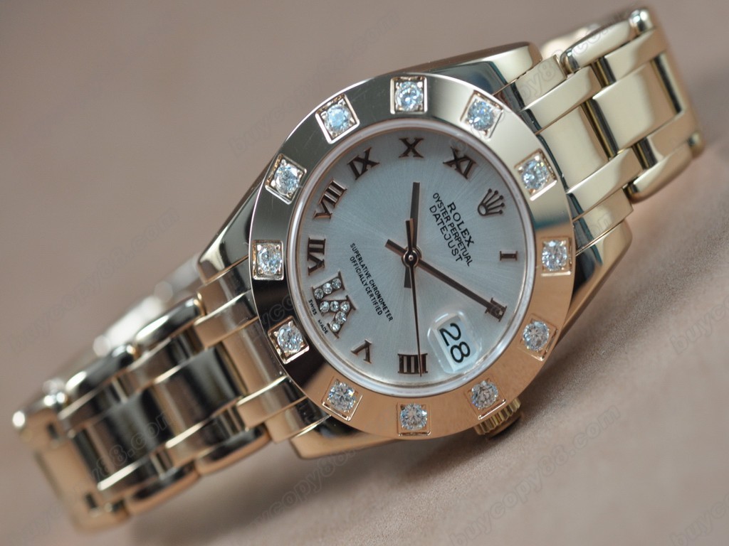 勞力士【女性用】 DateJust Mid 34mm Full RG White Dial A-2836-2自動機芯搭載2