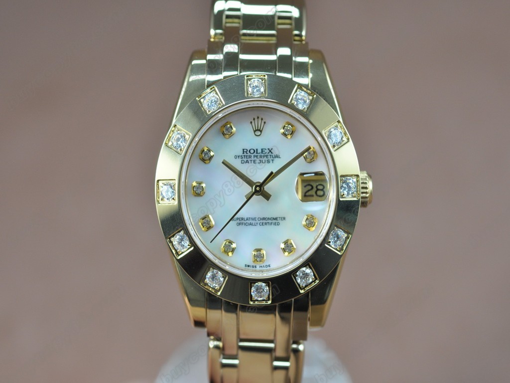 勞力士【女性用】DateJust Mid 34mm Full YG White Dial A-2836-2 自動機芯搭載1
