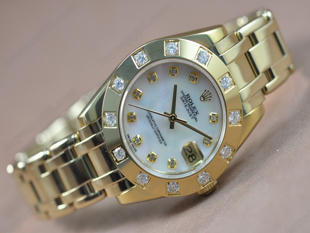 勞力士【女性用】DateJust Mid 34mm Full YG White Dial A-2836-2 自動機芯搭載3