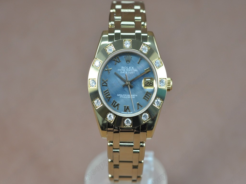 勞力士【女性用】DateJust Mid 34mm Full YG White Dial A-2836-2 自動機芯搭載0