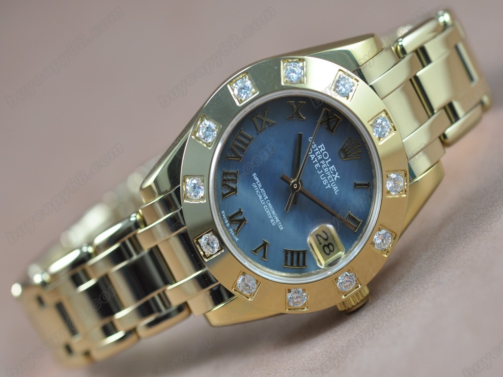 勞力士【女性用】DateJust Mid 34mm Full YG White Dial A-2836-2 自動機芯搭載2