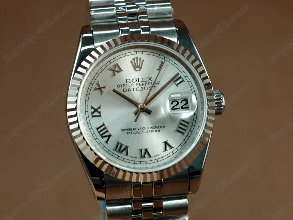 勞力士【男性用】DateJust 36mm SS/SS White Dial A-2836-2自動機芯搭載1