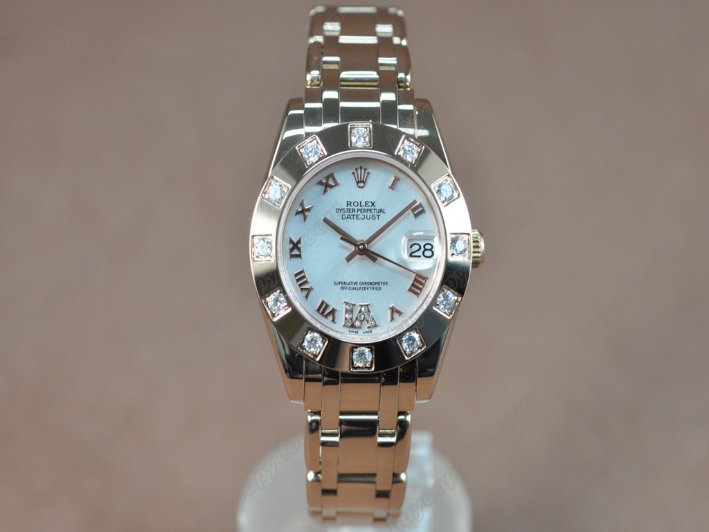 勞力士【女性用】 DateJust Mid 34mm Full RG White Dial A-2836-2自動機芯搭載0