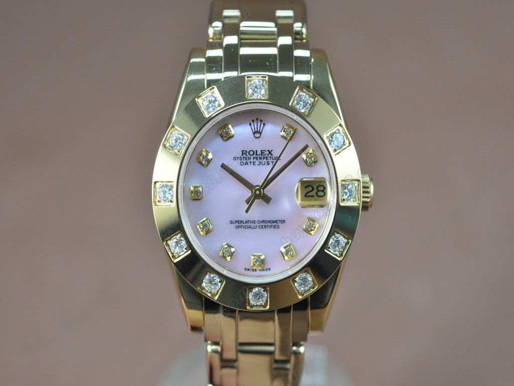 勞力士【女性用】DateJust Mid 34mm Full YG White Dial A-2836-2 自動機芯搭載2