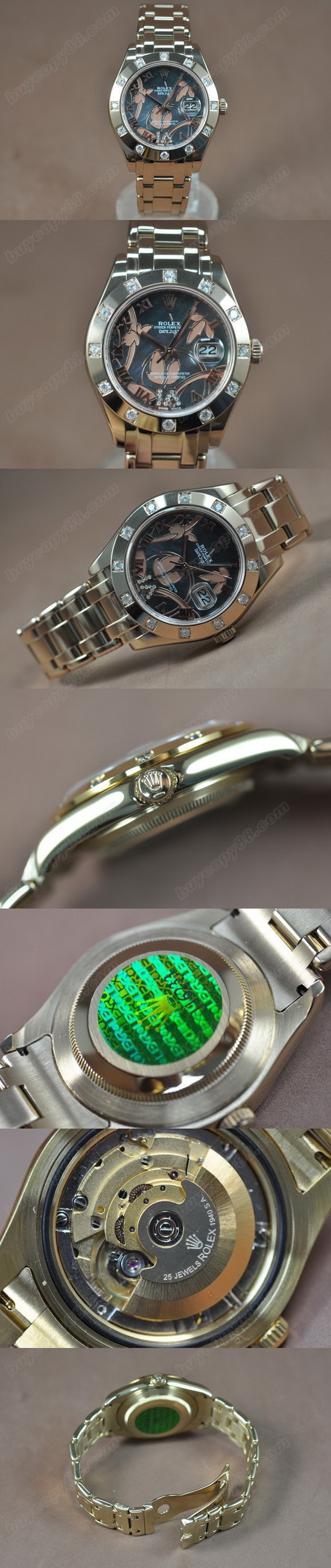 勞力士 Watches DateJust 2011 Flora 玫瑰金 12-Diam Pearl 灰色 A-2836-2 自動機芯 搭 載0