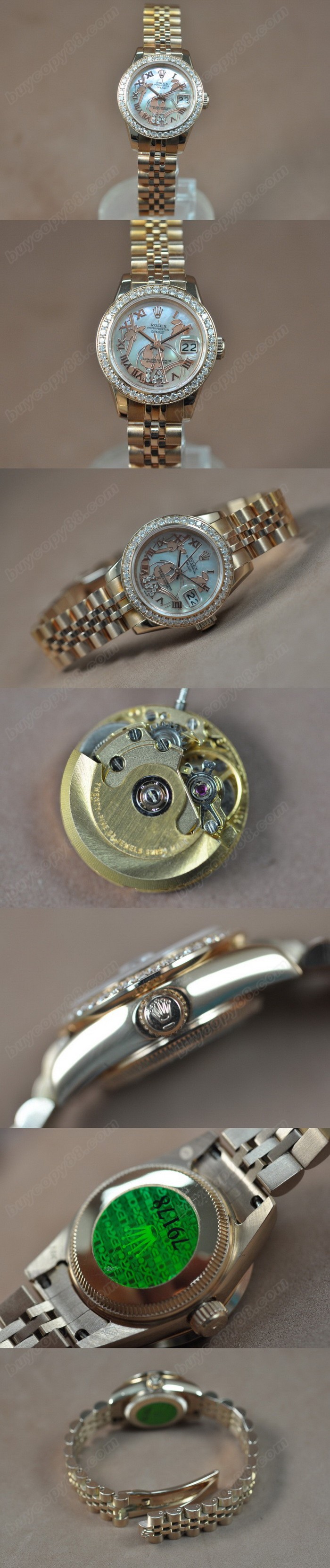  勞力士 Watches DateJust 26mm 2011 Flora 玫瑰金 Diam Pearl 白 A-2671-2 自動機芯 搭 載   0