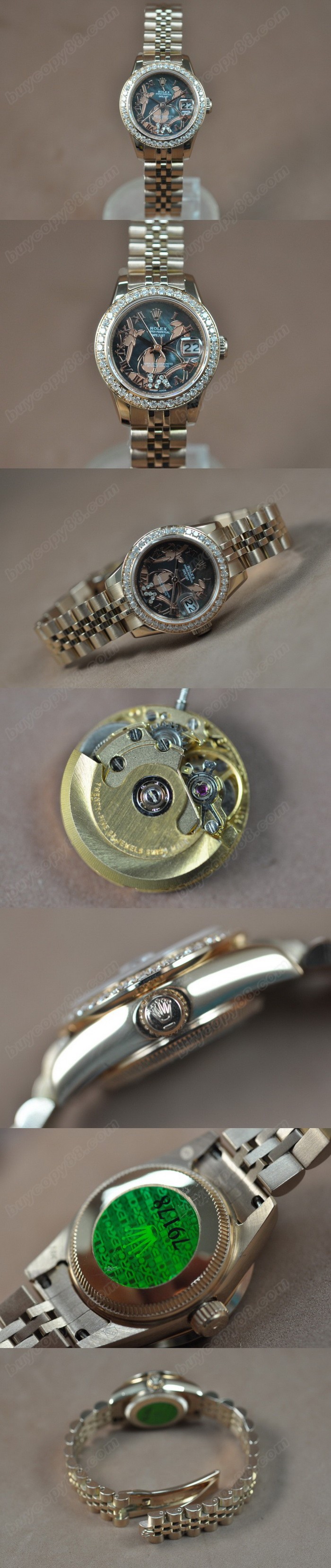 勞力士 Watches DateJust 26mm 2011 Flora 玫瑰金 Diam Pearl 灰色 A-2671-2 自動機芯 搭 載   0