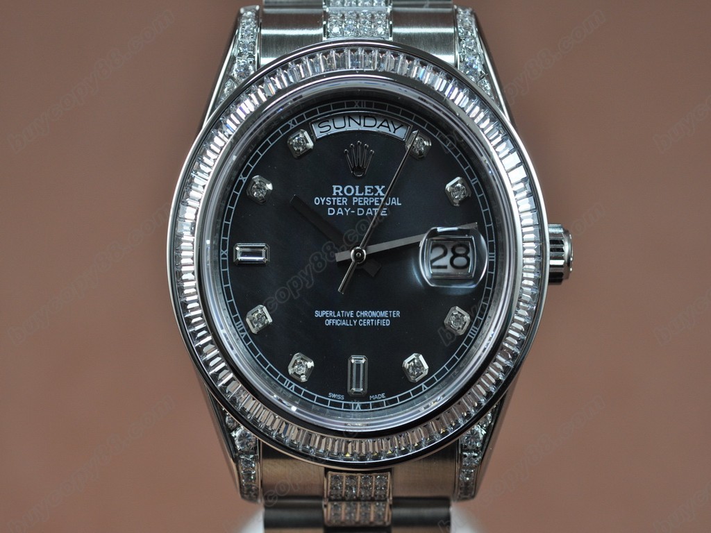 勞力士【男性用】 DateDay 41mm SS/SS Diamonds White Dial A-2836-2 自動機芯搭載2