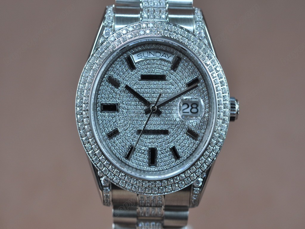 勞力士【男性用】DateDay 41mm SS/SS Diamond Dial A-2836-2 自動機芯搭載2