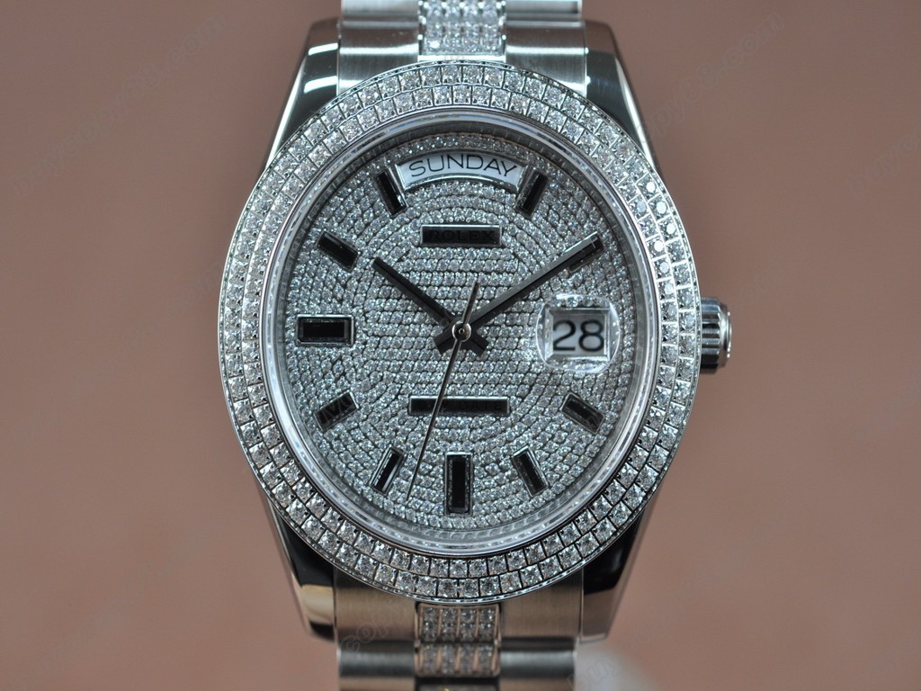 勞力士【男性用】DateDay 41mm SS/SS Diamond Dial A-2836-2 自動機芯搭載2