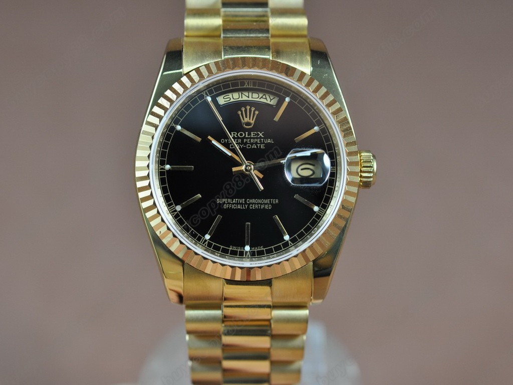 勞力士【男性用】 DateDay 36mm Full YG White Dial A-2836-2 自動機芯搭載8