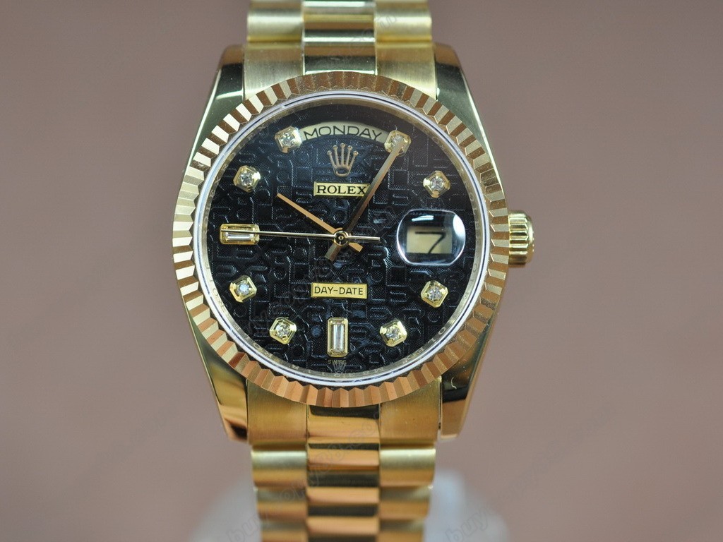 勞力士【男性用】 DateDay 36mm Full YG White Dial A-2836-2 自動機芯搭載1