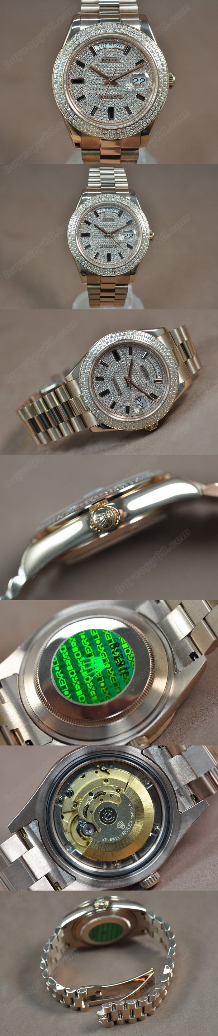  勞力士 Watches Day Date Ⅱ 41mm Full 玫瑰金 面盤 文字盤 A-2836-2 自動機芯 搭 載   0