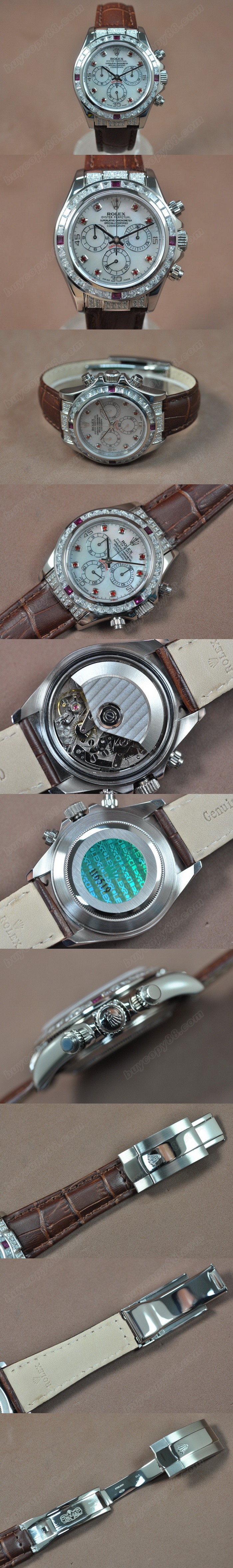 勞力士 Watches Daytona SS/LE Square Diam Pearl 白 Asia 7750 Chrono 自動機芯 搭 載 0