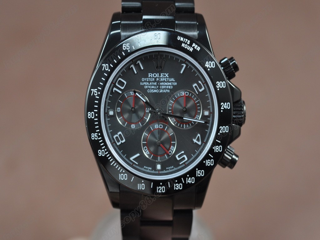 勞力士【男性用】Daytona Full PVD Black dial Asia7750自動機芯搭載12