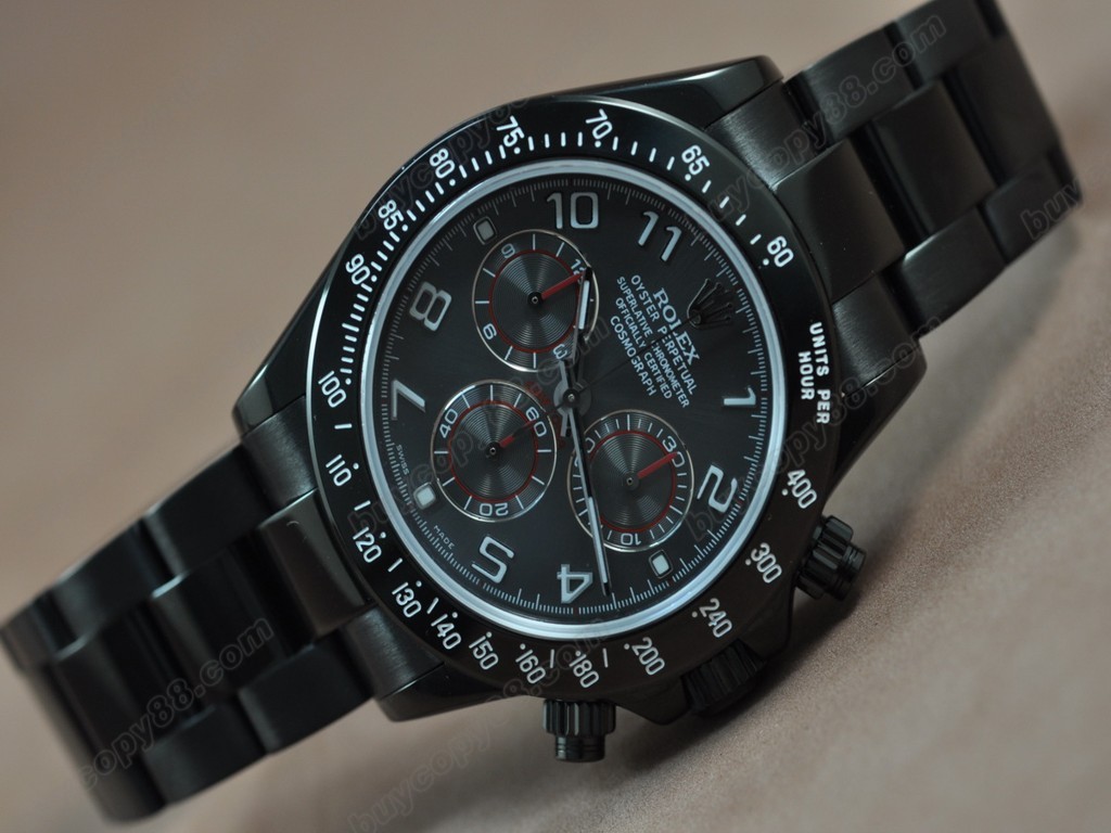 勞力士【男性用】Daytona Full PVD Black dial Asia7750自動機芯搭載11