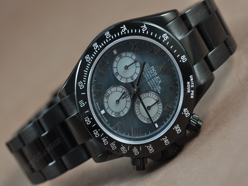 勞力士【男性用】 Daytona Full PVD Black dial Asia7750自動機芯搭載11