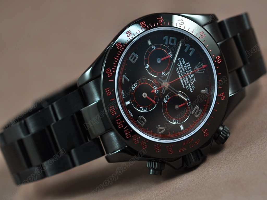 勞力士【男性用】Daytona Full PVD Black dial Asia7750自動機芯搭載8