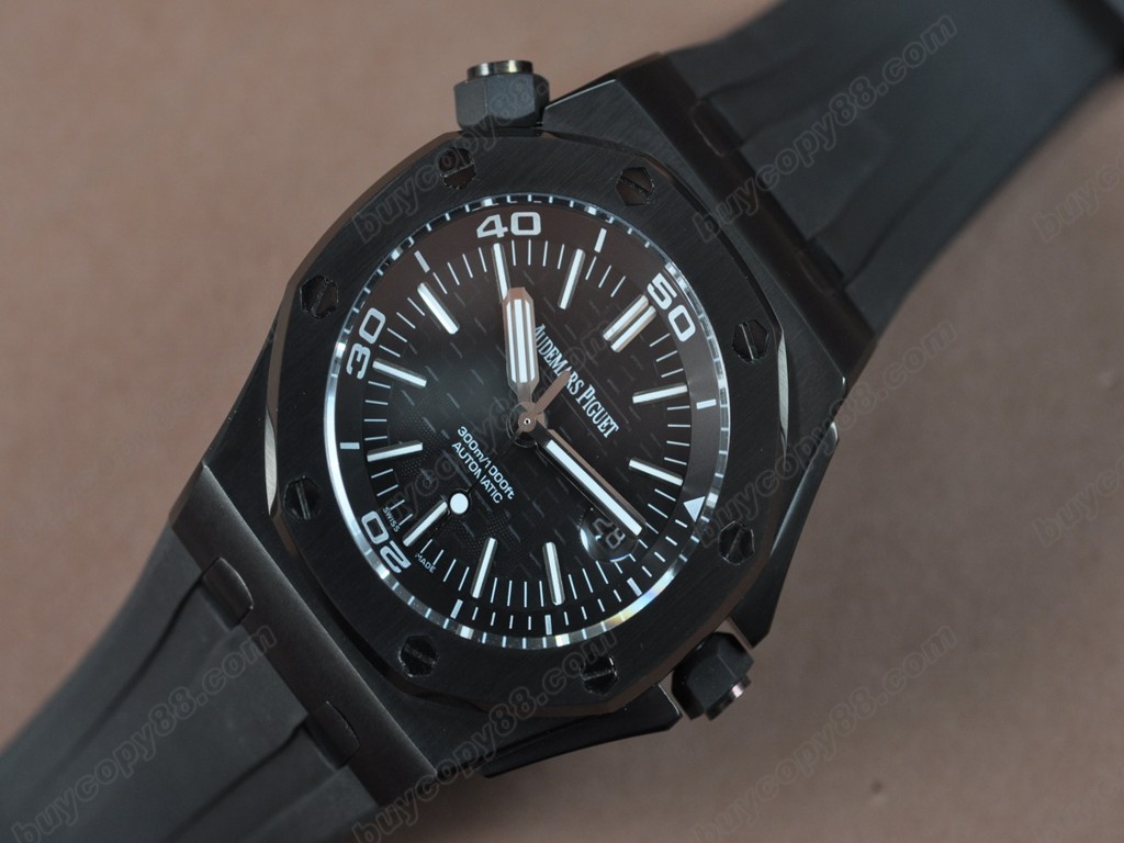 愛彼錶【男性用】Royal Oak Offshore PVD/RU Black dial Asia Eta 2836-2 自動機芯搭載6