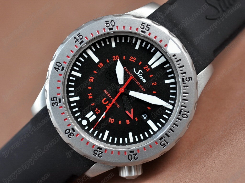 Sinn德製軍錶【男性用】 U2 GMT SS/RU Black Swiss Eta 2836自動機芯搭載1