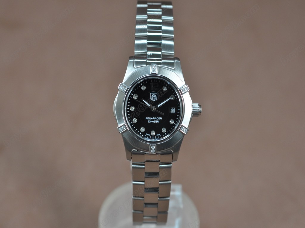 豪雅【女性用】 Aquaracer Ladies SS/SS/Diam Black Swiss Eta 石英機芯搭載8