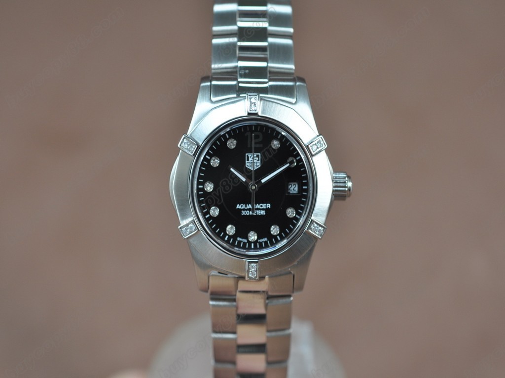 豪雅【女性用】 Aquaracer Ladies SS/SS/Diam Black Swiss Eta 石英機芯搭載9