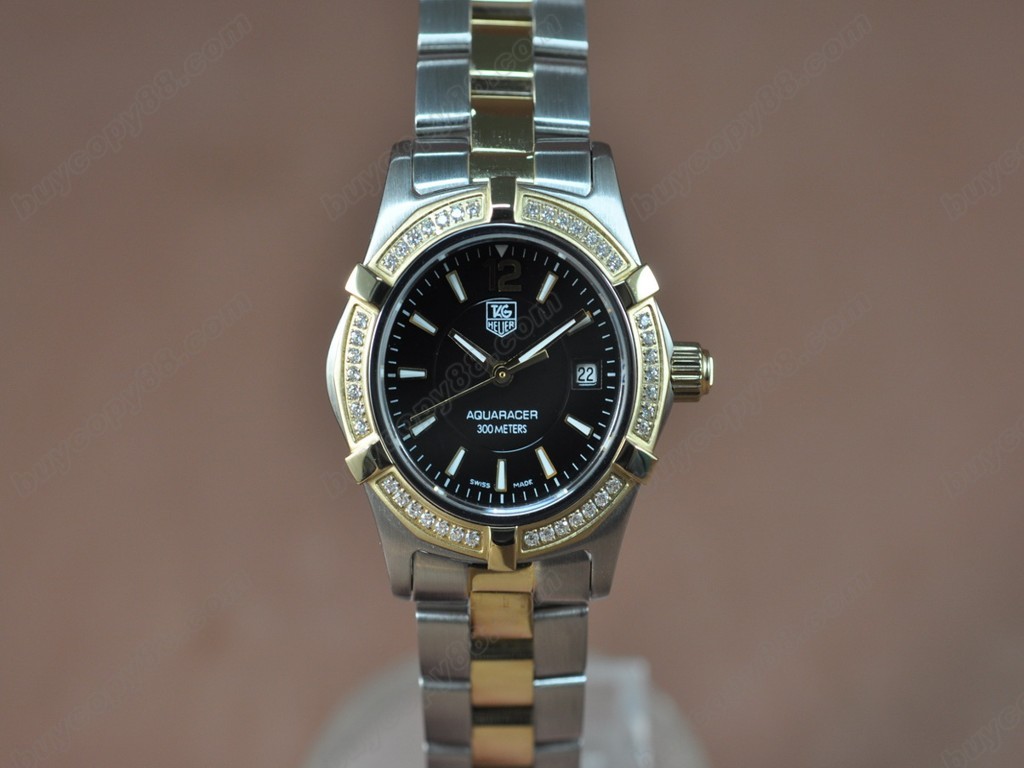 豪雅【女性用】Aquaracer Ladies TT/Diam Black dial Swiss Eta石英機芯搭載　6