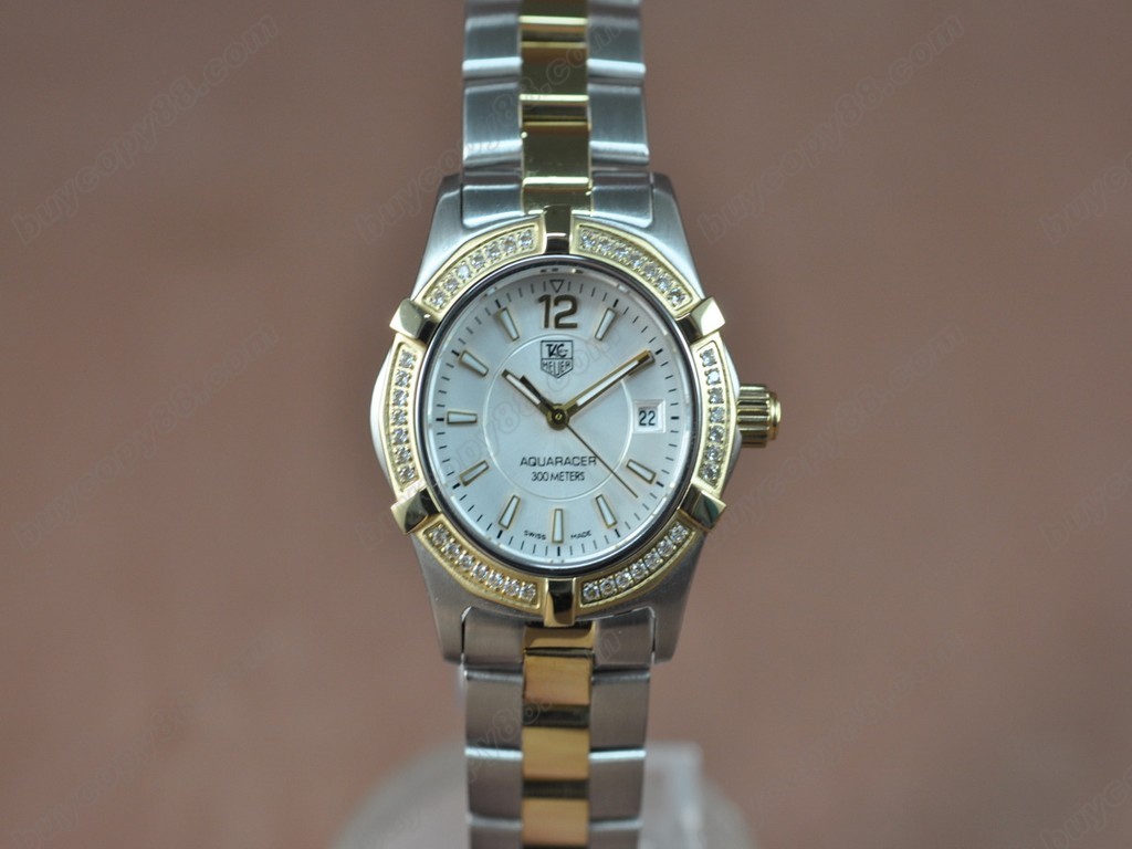 豪雅【女性用】 Aquaracer Ladies TT/Diam White dial Swiss Eta石英機芯搭載4
