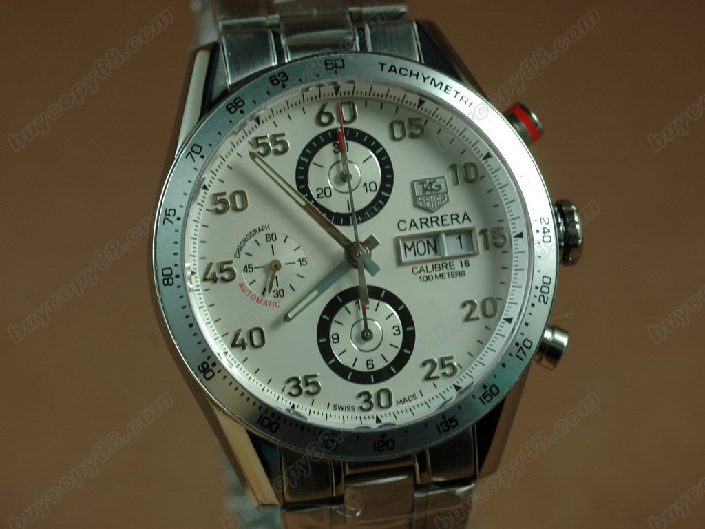 豪雅【男性用】Carrera 41mm 2008 Automatic Chrono SS White A-7750 自動機芯搭載．振頻每小時 28,800 次7