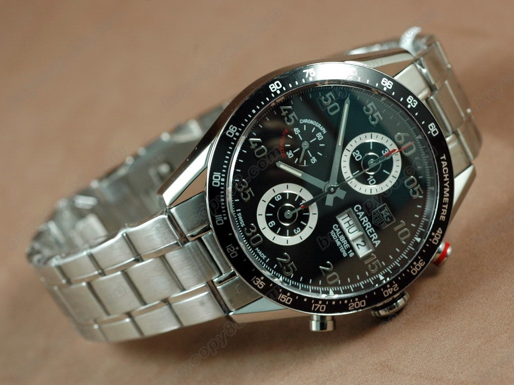 豪雅【男性用】Carrera 41mm 2008  Chrono SS Black A-7750 自動機芯搭載．振頻每小時 28,800 次5