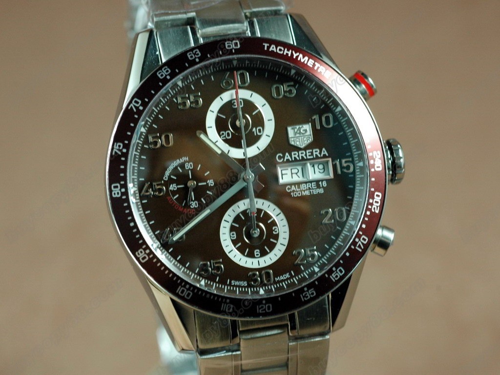 豪雅【男性用】 Carrera 41mm 2008  Chrono SS Brown A-7750 自動機芯搭載．振頻每小時 28,800 次7