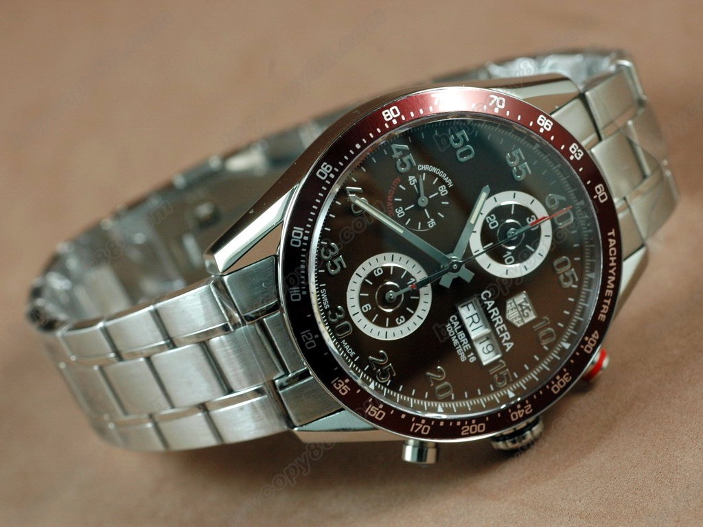 豪雅【男性用】 Carrera 41mm 2008  Chrono SS Brown A-7750 自動機芯搭載．振頻每小時 28,800 次8